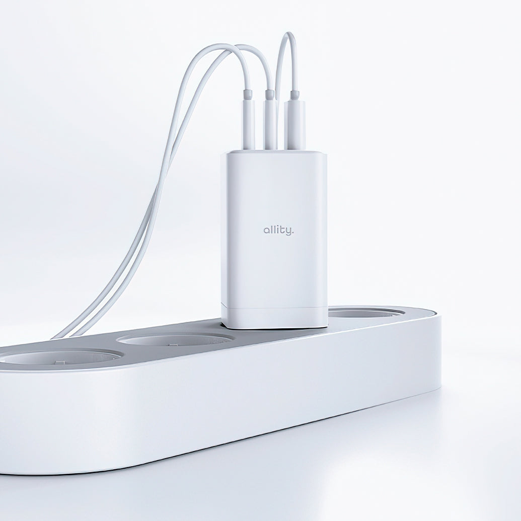 Netzladegerät Allity. ATC-01-65WACC Fast, 65W, 3.25A, 1 x USB-A - 2 x USB-C, Weiß