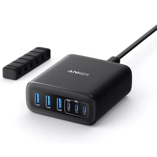 Anker Station Charger, 112W, 3A, 3 x USB-A - 3 x USB-C, Schwarz A2154G11