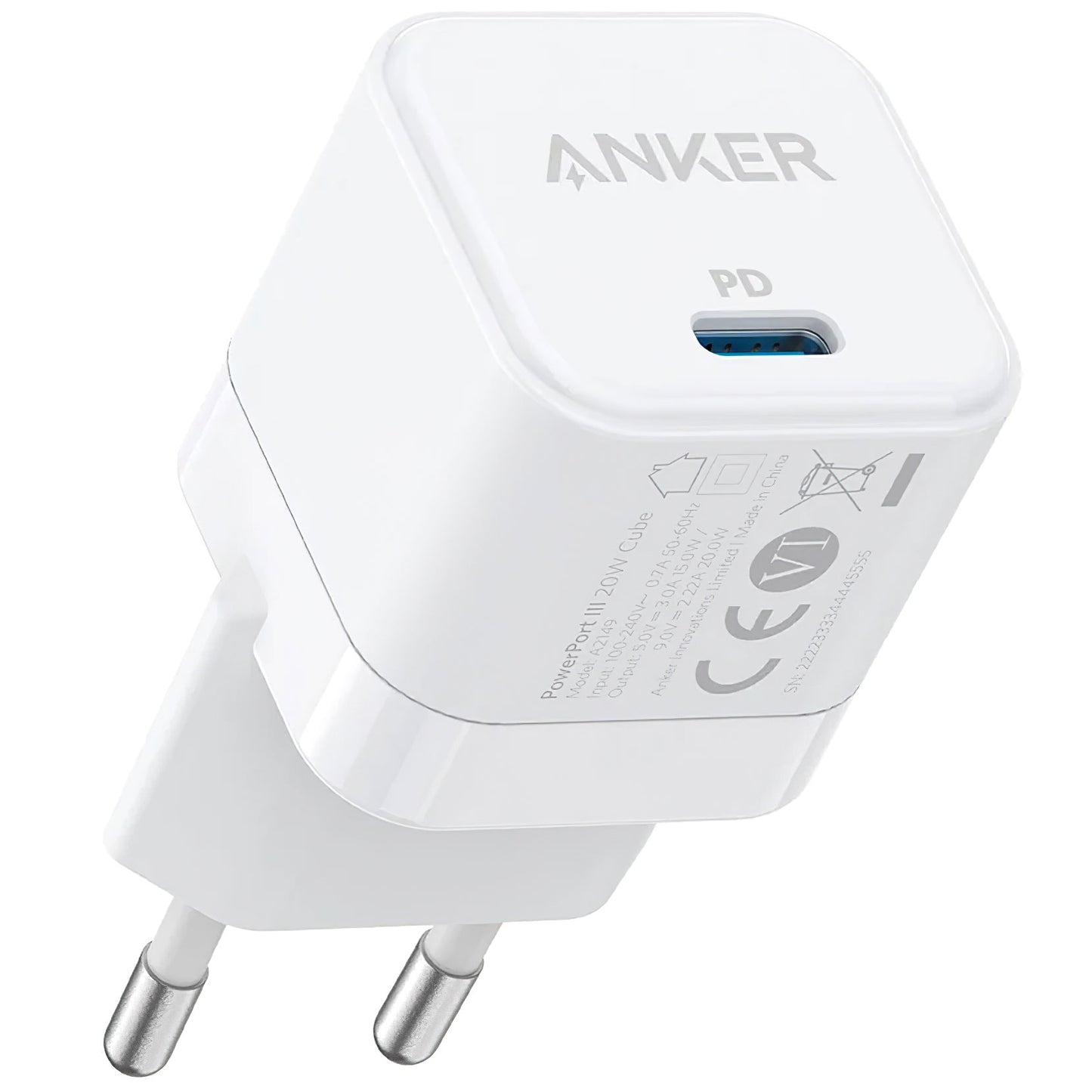 Anker PowerPort III Cube Netzwerk-Ladegerät, 20W, 3A, 1 x USB-C, Weiß A2149G21