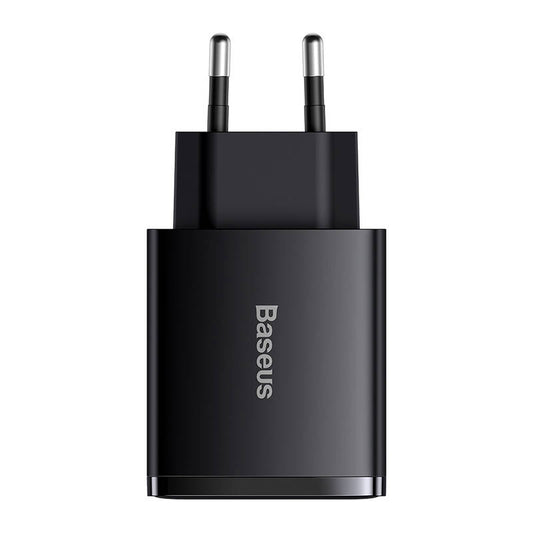 Baseus Kompaktes Netzwerk-Ladegerät, 30W, 3A, 1 x USB-C - 2 x USB-A, Schwarz CCXJ-E01