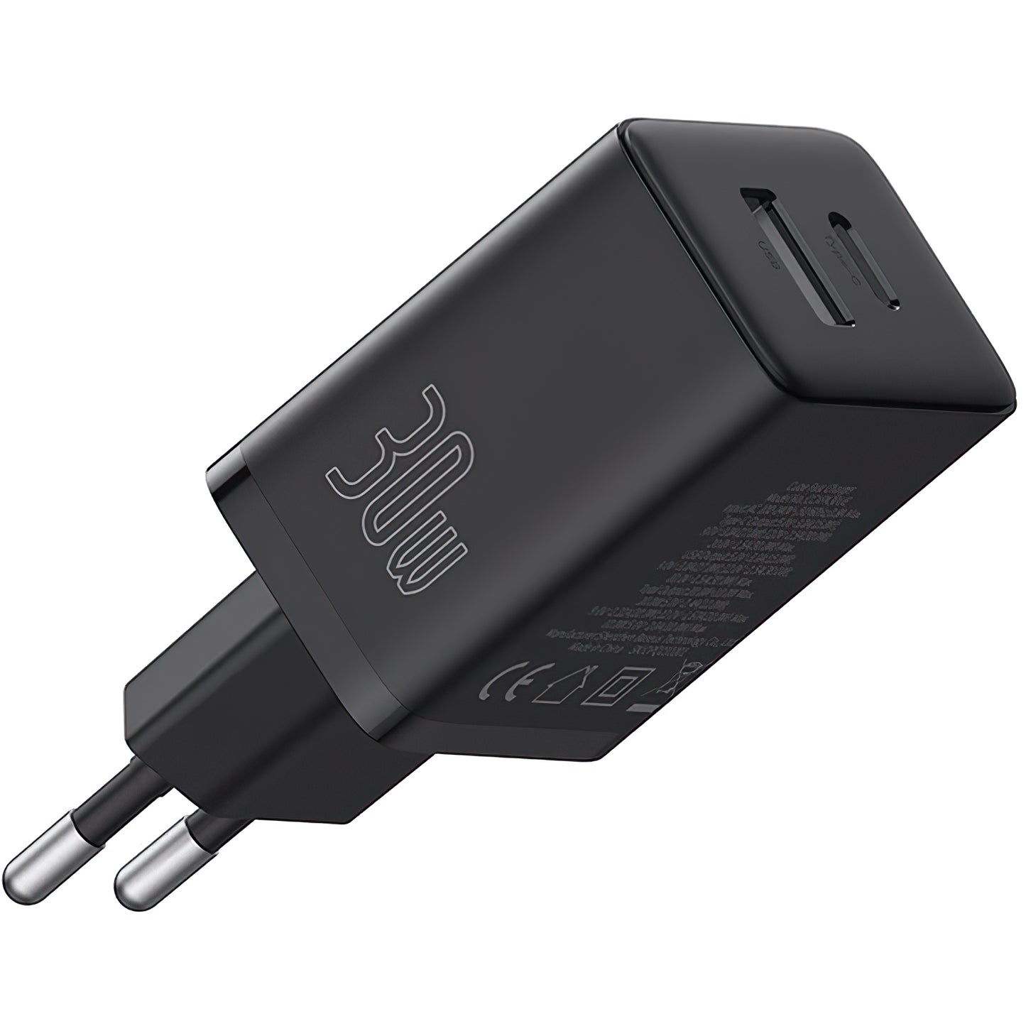 Netzwerk-Ladegerät Baseus Cube, 30W, 2,4A, 1 x USB-A - 1 x USB-C, Schwarz P10111404113113-00