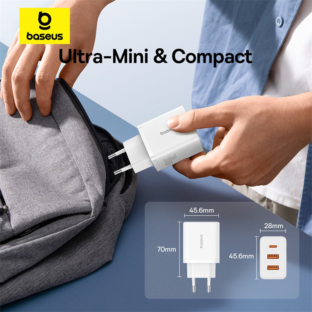 Baseus Cube Netzladegerät, 30W, 3A, 2 x USB-A - 1 x USB-C, Weiß P10111402213-00