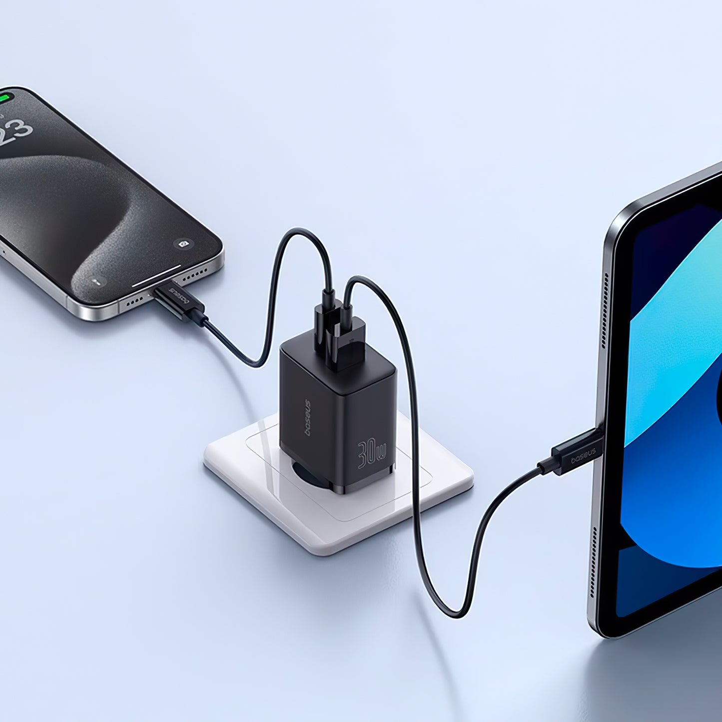 Netzwerk-Ladegerät Baseus Cube, 30W, 2,4A, 1 x USB-A - 1 x USB-C, Schwarz P10111404113113-00