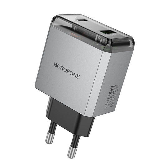 Borofone BN20 Lena Network Charger, 35W, 3A, 1 x USB-A - 1 x USB-C, Grey
