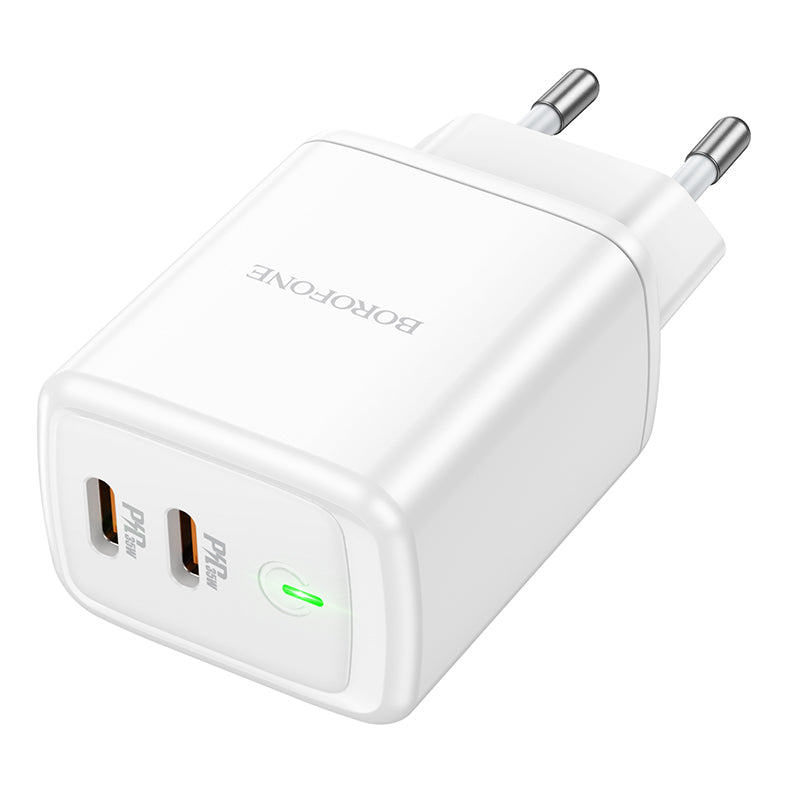 Netzwerk-Ladegerät Borofone BN9, 35W, 3A, 2 x USB-C, Weiß