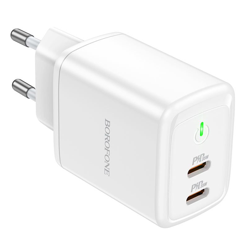 Netzwerk-Ladegerät Borofone BN9, 35W, 3A, 2 x USB-C, Weiß