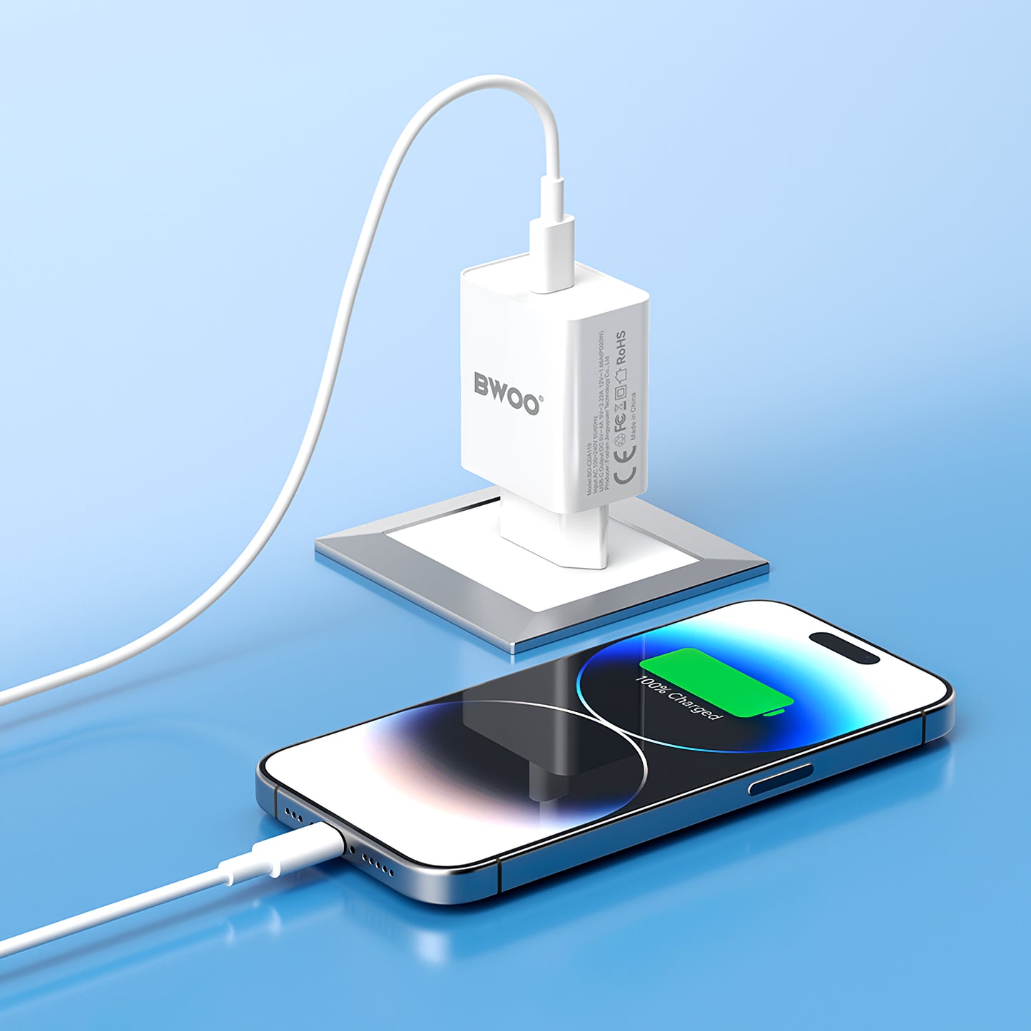 Netzwerk-Ladegerät BWOO BO-CDA119, 20W, 4A, 1 x USB-C, Weiß