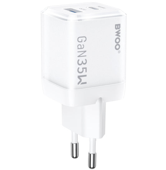 Netzladegerät BWOO CDA222, 35W, 3A, 1 x USB-A - 1 x USB-C, Weiß