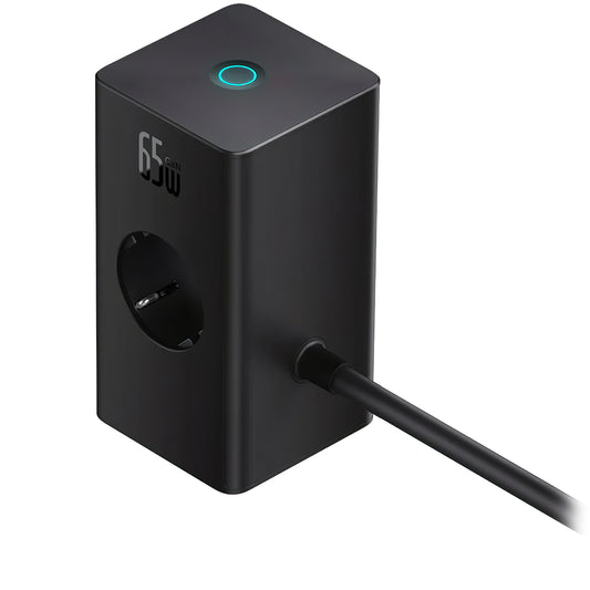 Baseus GaN3 Pro PowerStrip USB-C Kabel Netzwerk Ladegerät, 65W, 3.25A,1 x USB-A - 1 x USB-C - 2 x Schuko, Schwarz PSLR000301 PSLR000301
