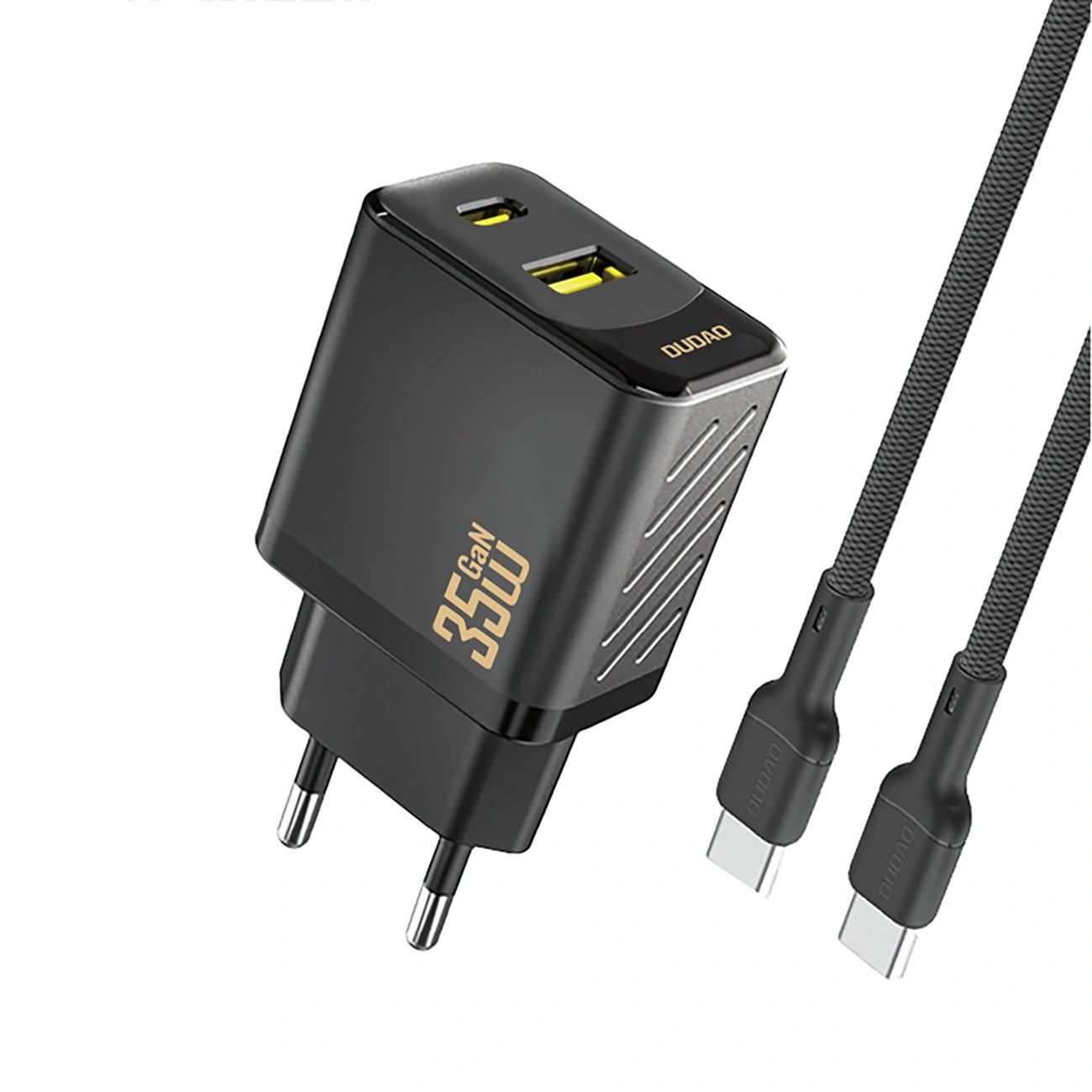 Netzladegerät mit USB-C Kabel Dudao A27 Max, 35W, 1 x USB-A - 1 x USB-C, Schwarz