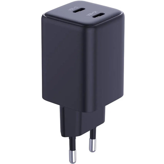 3MK HyperCharger Netzwerk-Ladegerät mit USB-C Kabel, 45W, 3A, 2 x USB-C, Schwarz