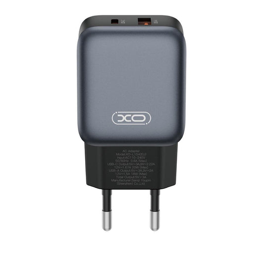 Netzladegerät mit USB-C Kabel XO Design L154, 20W, 3A, 1 x USB-A - 1 x USB-C, Schwarz
