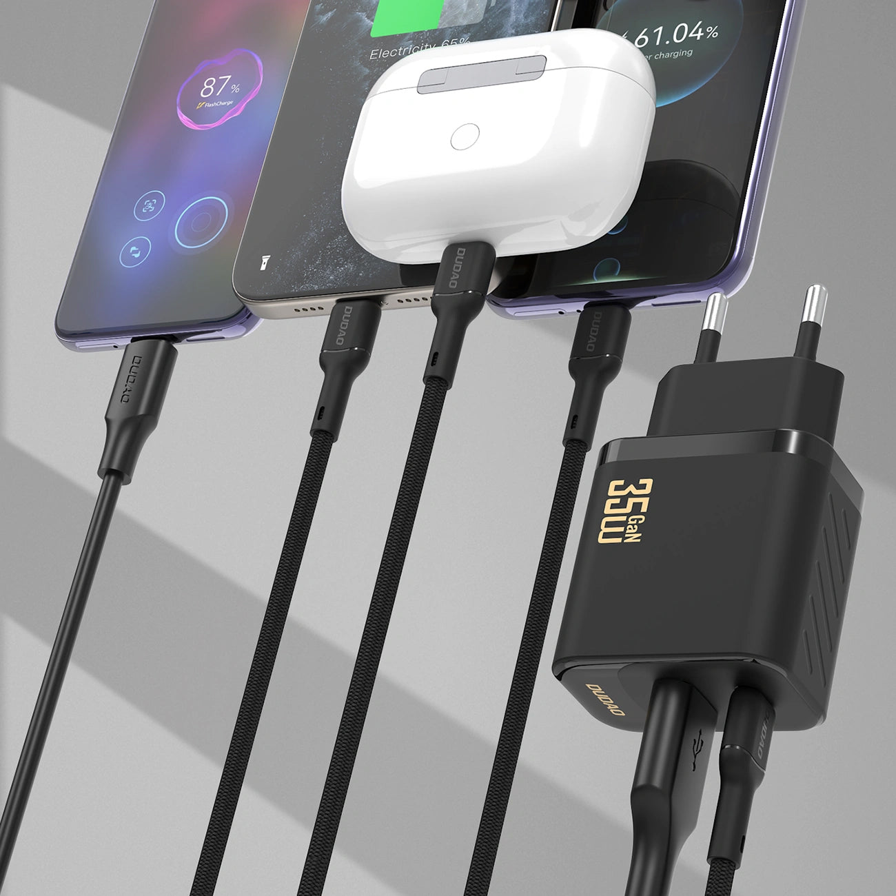 Netzladegerät mit USB-C Kabel Dudao A27 Max, 35W, 1 x USB-A - 1 x USB-C, Schwarz