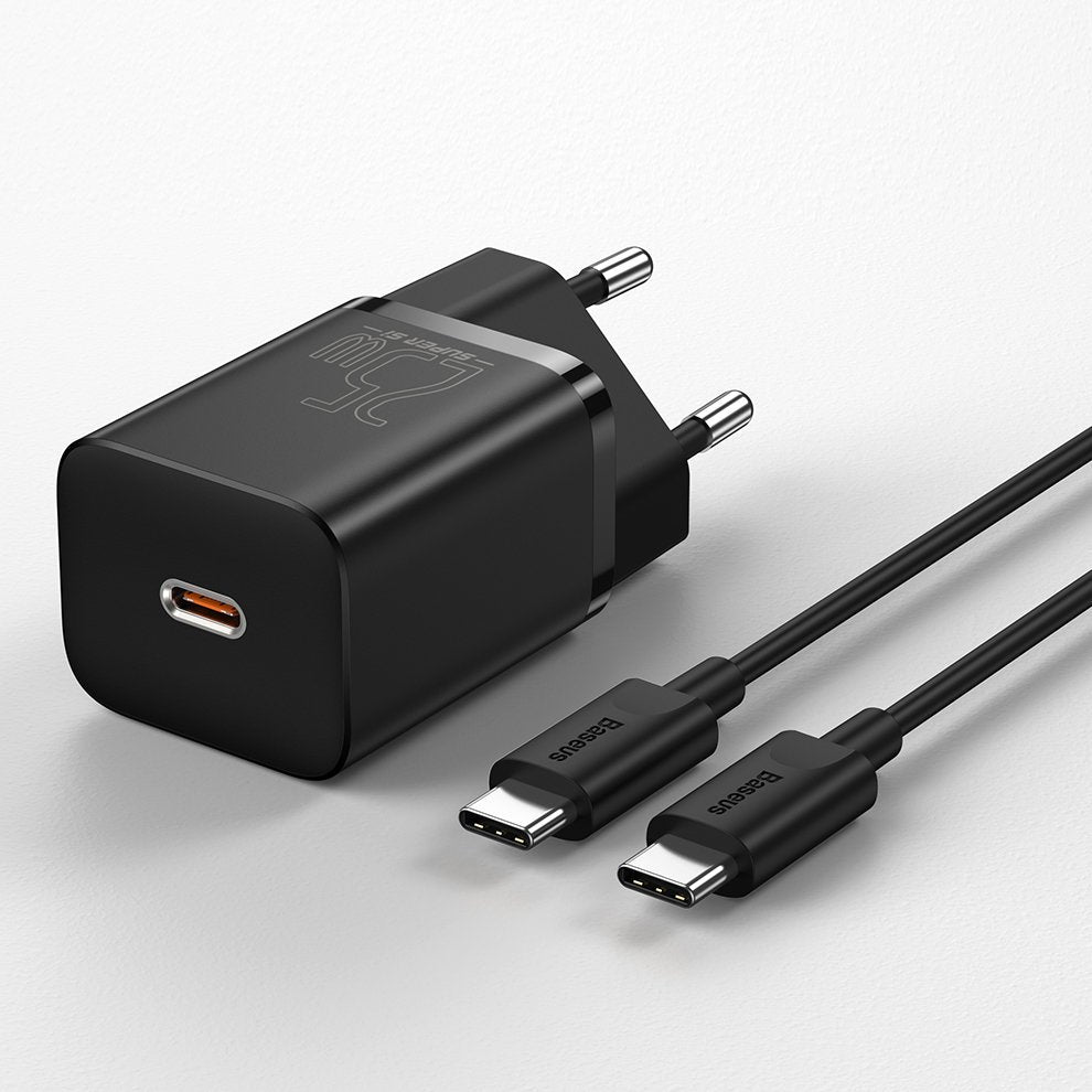 Baseus Super Si Netzteil 25W mit USB-C Kabel | Schwarz | PD & QC