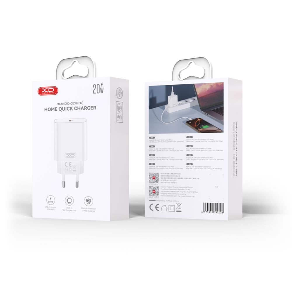 Netzladegerät mit microUSB-Kabel XO Design CE33, 18W, 3A, 1 x USB-A, Weiß