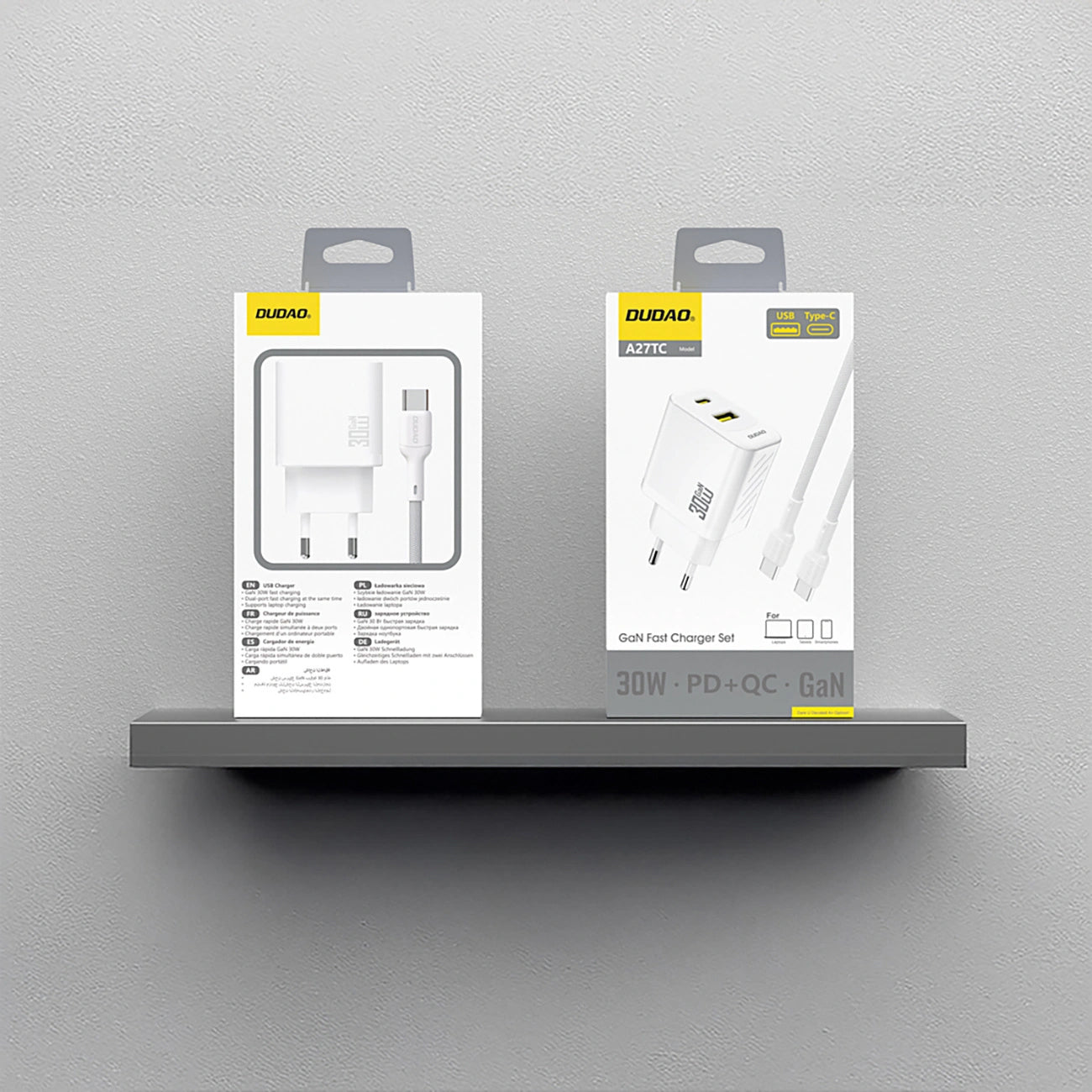 Netzladegerät mit USB-C Kabel Dudao A27TCEU, 30W, 1 x USB-A - 1 x USB-C, Weiß