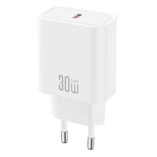 XO Design CE41 USB-C Cable Wall Charger, 30W, 3A, 1 x USB-C, White