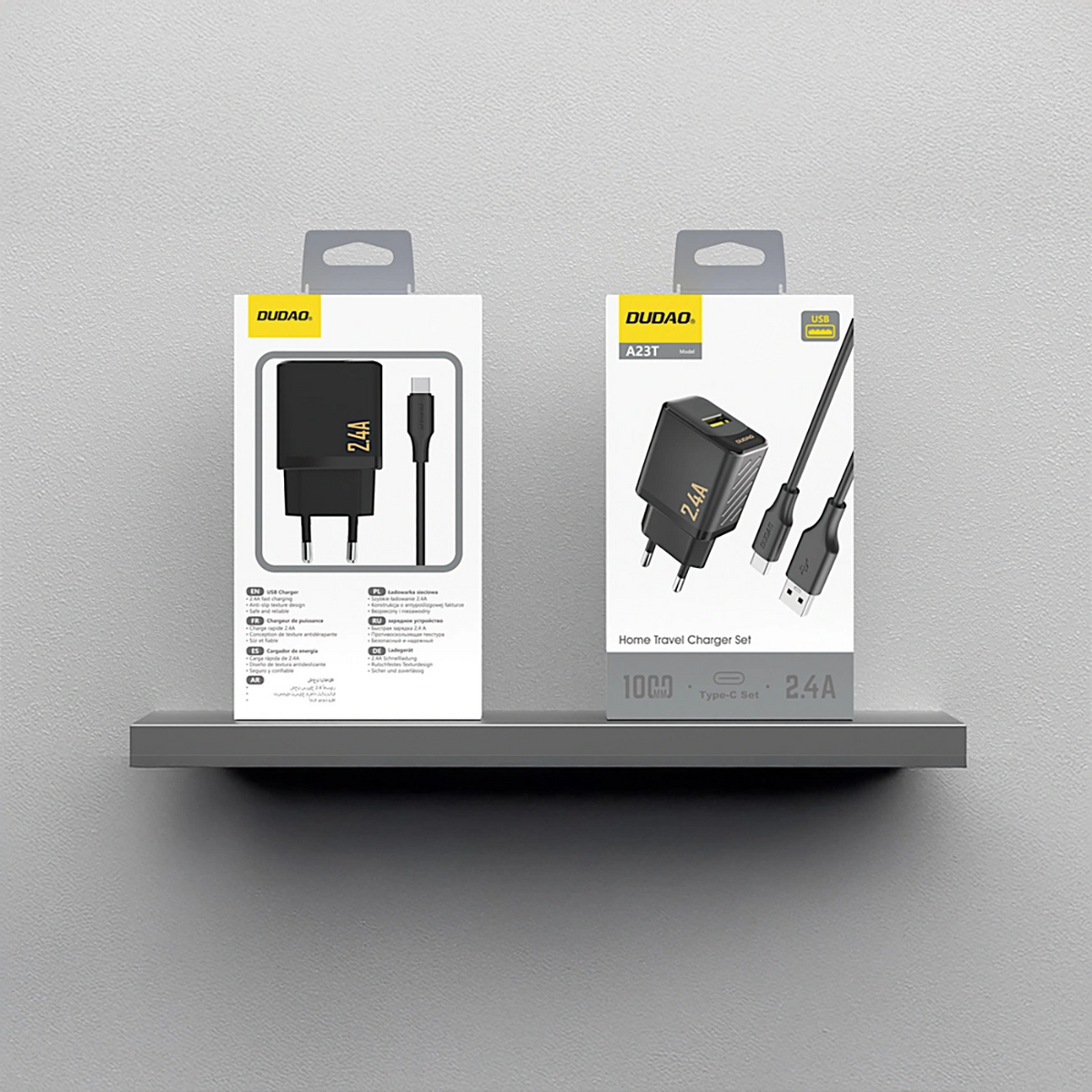 Netzteil mit USB-C-Kabel Dudao A23TEU, 12W, 2,4A, 1 x USB-A, Schwarz
