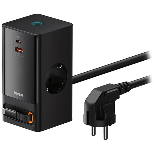 Baseus GaN3 Pro PowerStrip USB-C Kabel Netzwerk Ladegerät, 65W, 3.25A,1 x USB-A - 1 x USB-C - 2 x Schuko, Schwarz PSLR000301 PSLR000301