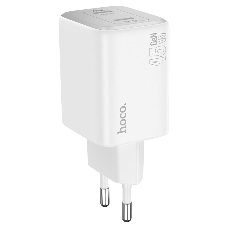 Netzwerk-Ladegerät mit Lightning-Kabel HOCO N42, 45W, 3A, 2 x USB-C, Weiß