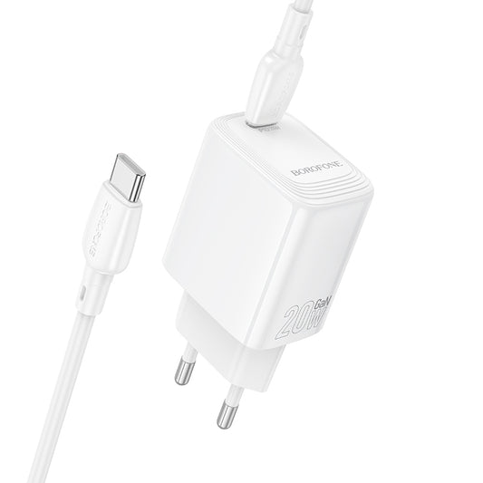 Netzladegerät mit USB-C Kabel Borofone BN26 Fuente, 20W, 3A, 1 x USB-C, Weiß