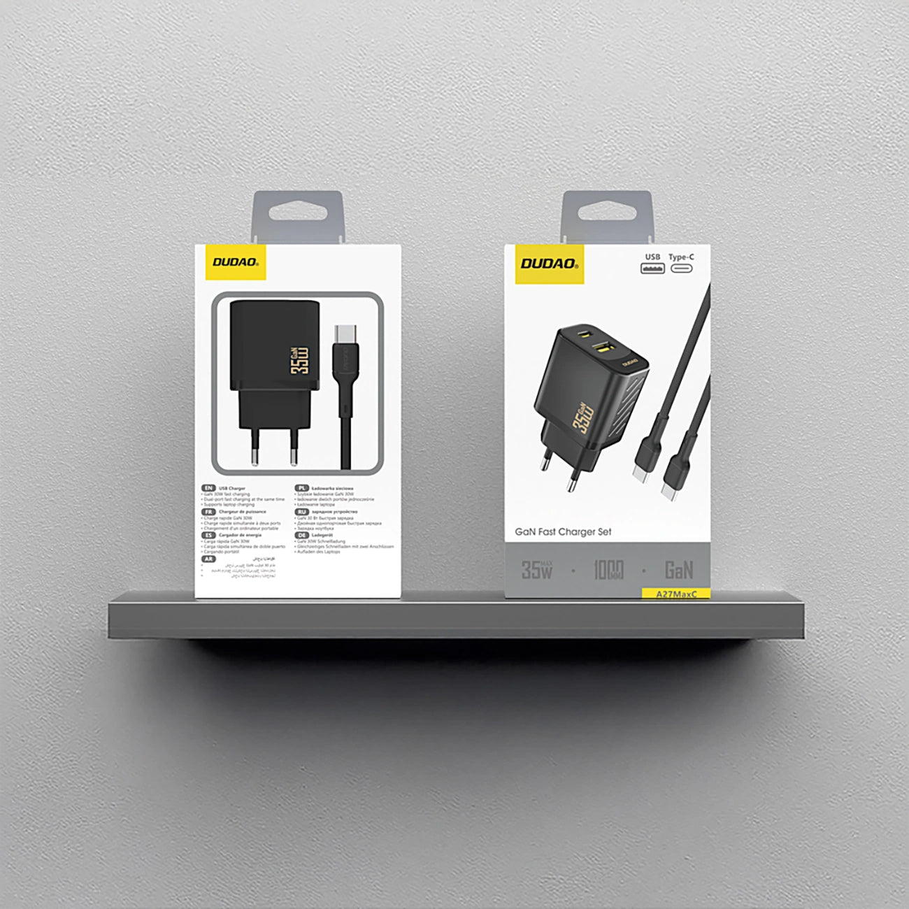 Netzladegerät mit USB-C Kabel Dudao A27 Max, 35W, 1 x USB-A - 1 x USB-C, Schwarz