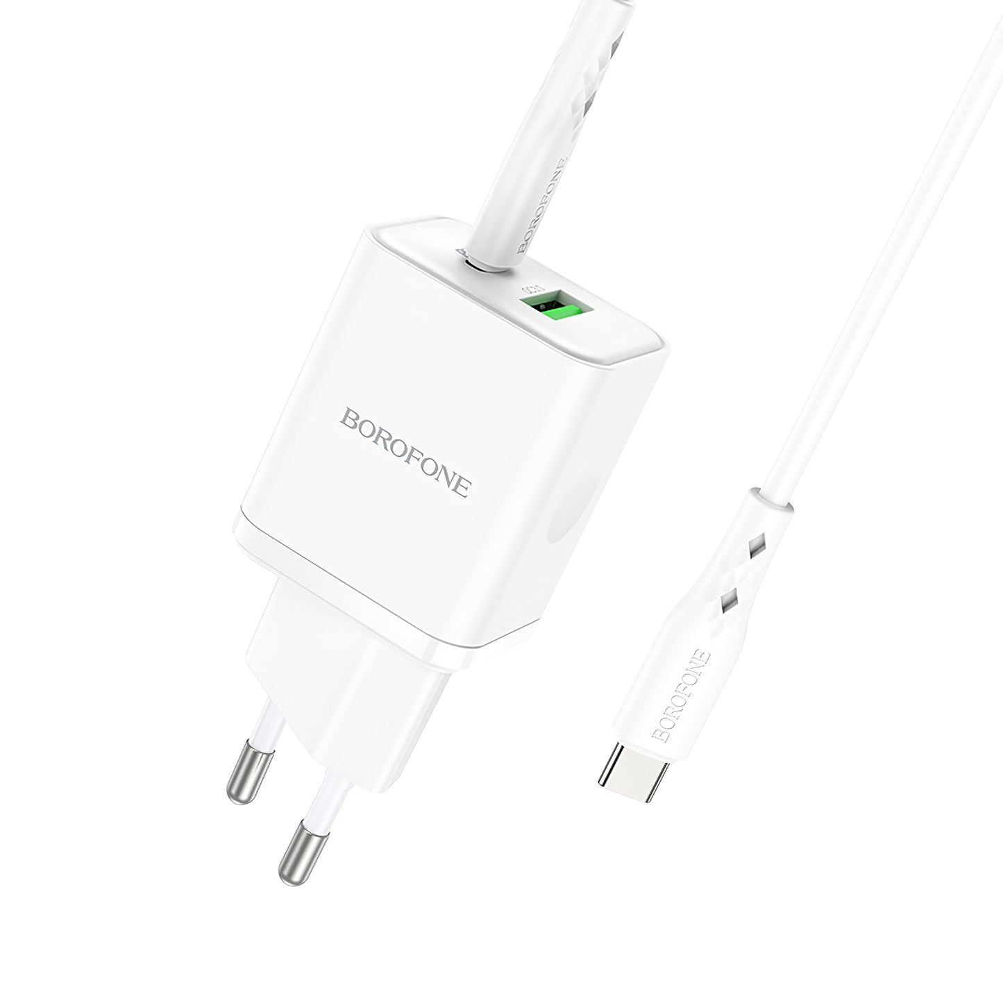 Network Charger with USB-C Cable Borofone BN7, 20W, 3A, 1 x USB-A - 1 x USB-C, White