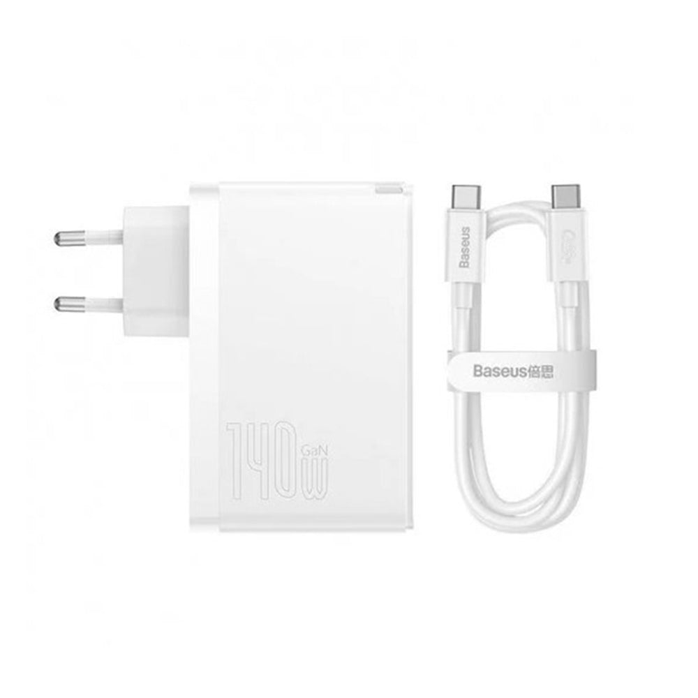 Netzladegerät mit USB-C Kabel Baseus GaN5 Pro, 140W, 5A, 1 x USB-A - 2 x USB-C, Weiß CCGP100202