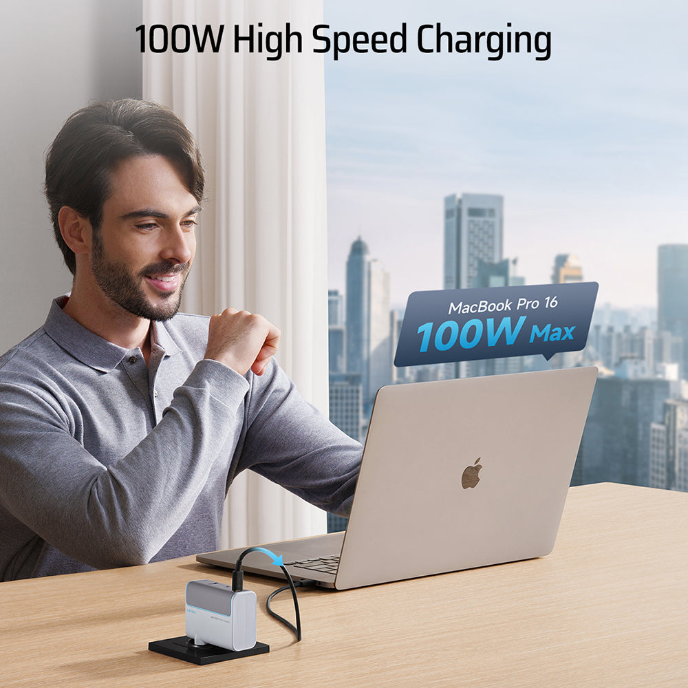 Netzteil mit USB-C-Kabel Cuktech, 100W, 5A, 1 x USB-A - 2 x USB-C, Weiß CKAD1003EUGW