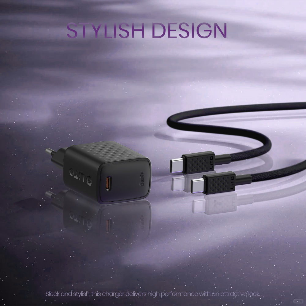 Netzladegerät mit USB-C Kabel Lito LC17T, 30W, 3A, 1 x USB-C, Schwarz