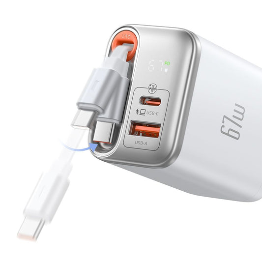 Netzladegerät mit USB-C Kabel McDodo CH-4103 FreeGo Display, 67W, 3.35A, 1 x USB-A - 1 x USB-C, Weiß