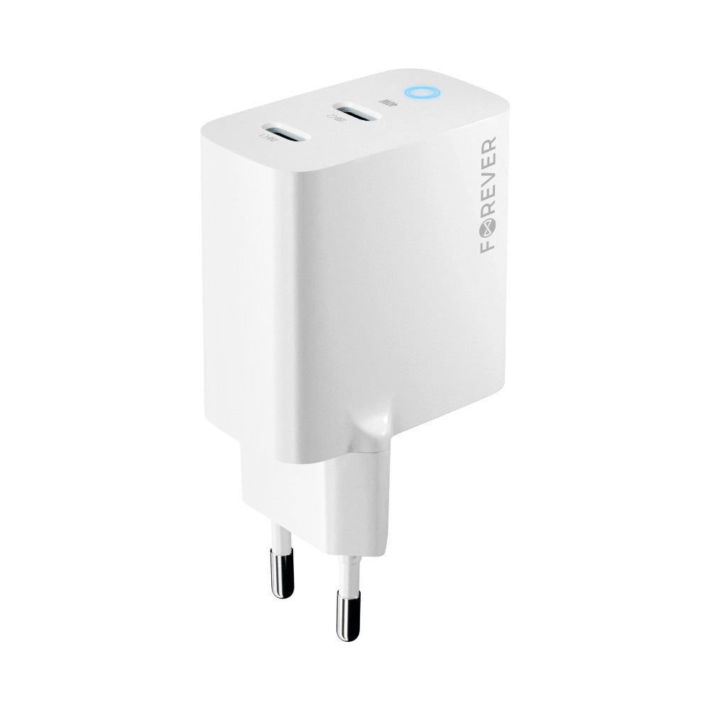Forever Netzwerk-Ladegerät TC-06-40CC, 40W, 3A, 2 x USB-C, Weiß