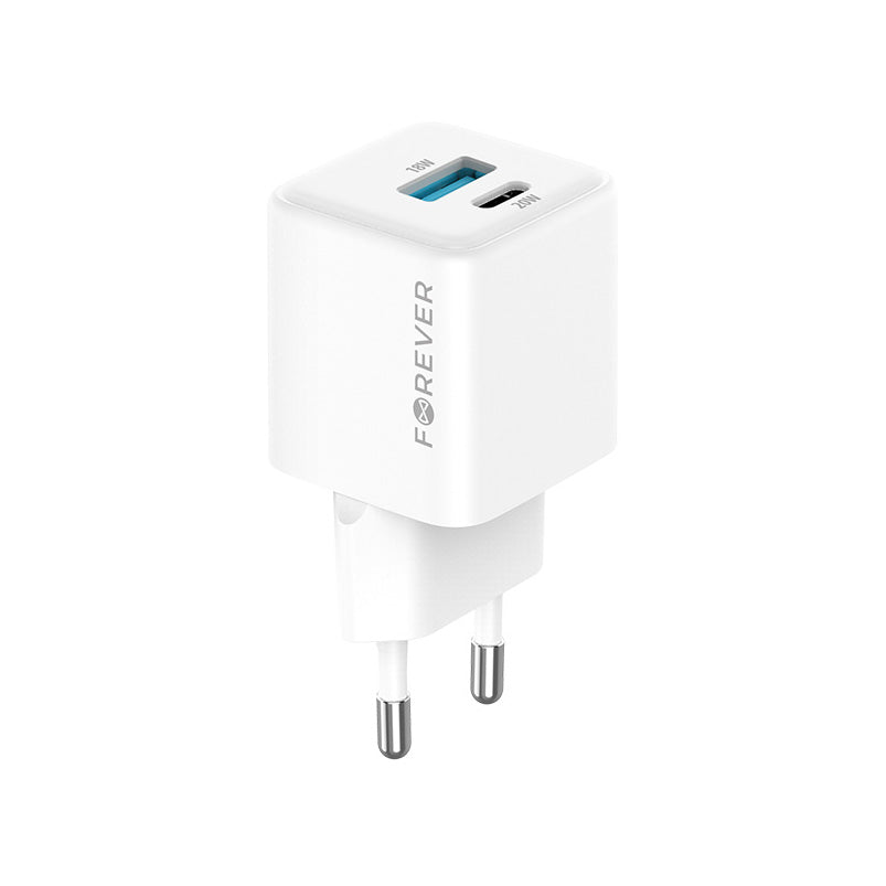Netzladegerät Forever TC-08-20AC, 20W, 3A, 1 x USB-A - 1 x USB-C, Weiß