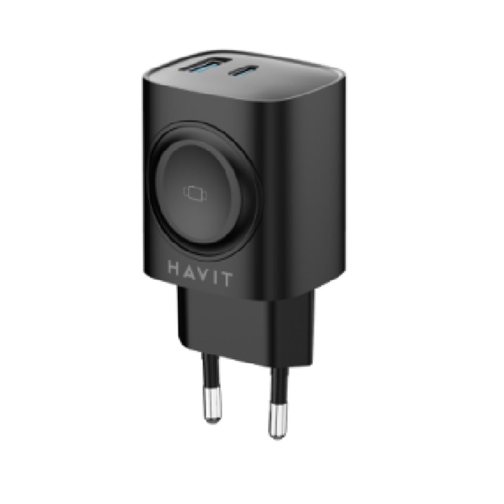 HAVIT UC132 2in1 Network Charger, 22W, 3A, 1 x USB-A - 1 x USB-C, Black
