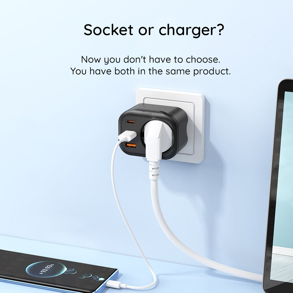 Netzladegerät HAVIT UC142, 30W, 3A, 1 x USB-A - 2 x USB-C - 1 x Schuko, Schwarz