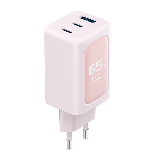 Netzladegerät HAVIT UC260, 65W, 3A, 1 x USB-A - 2 x USB-C, Rosa