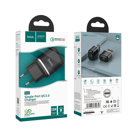 Netzladegerät HOCO N3, 18W, 3A, 1 x USB-A, Schwarz