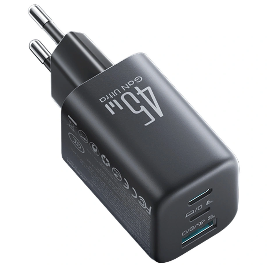 Joyroom Netzladegerät JR-TO1, 45W, 3A, 1 x Lightning - 1 x USB-A - 1 x USB-C, Schwarz