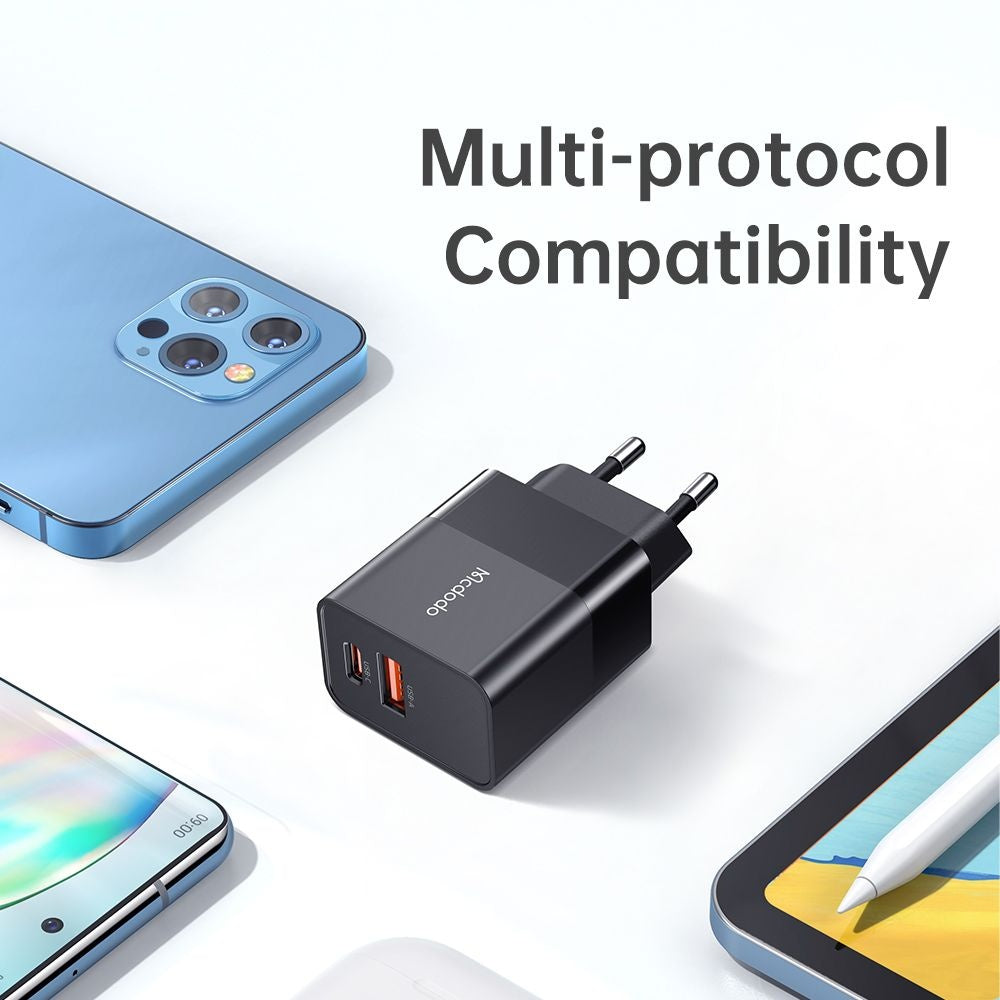 Netzladegerät McDodo CH-1951 Hydrogen, 20W, 3A, 1 x USB-A - 1 x USB-C, Schwarz