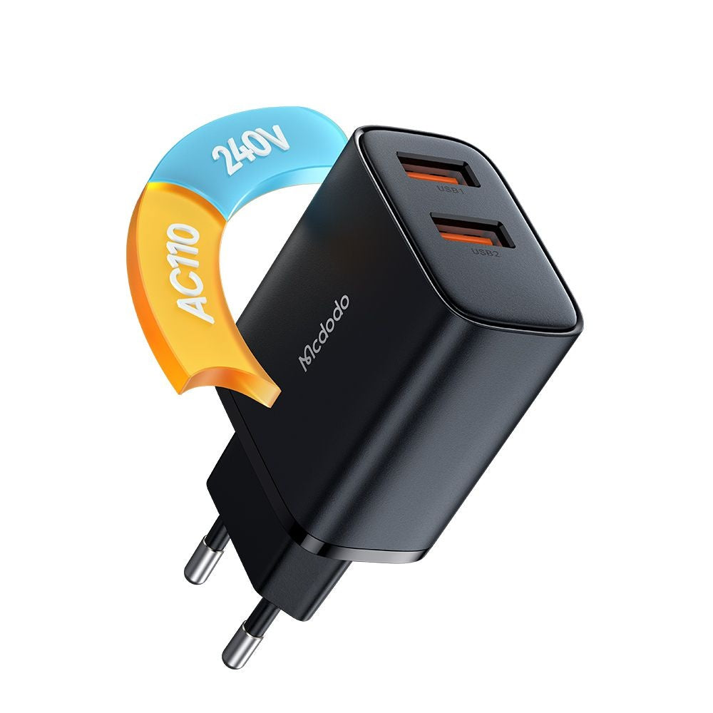 Netzladegerät McDodo CH-5070 Beryllium, 12W, 2.4A, 2 x USB-A, Schwarz