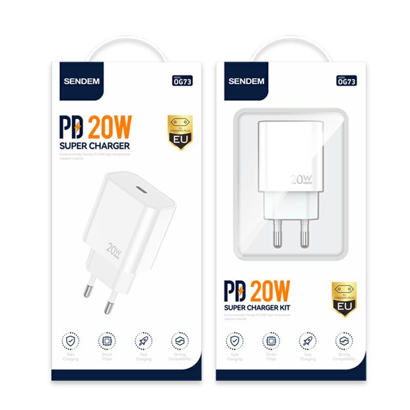 Netzladegerät Sendem OG73, 20W, 3A, 1 x USB-C, Weiß