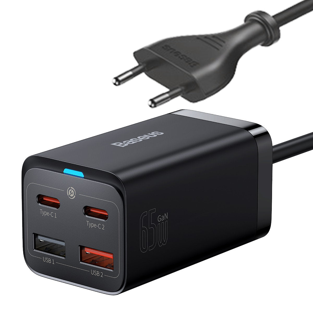 Baseus GaN3 Pro Netzteil 65W | 2x USB-A & 2x USB-C | Schwarz
