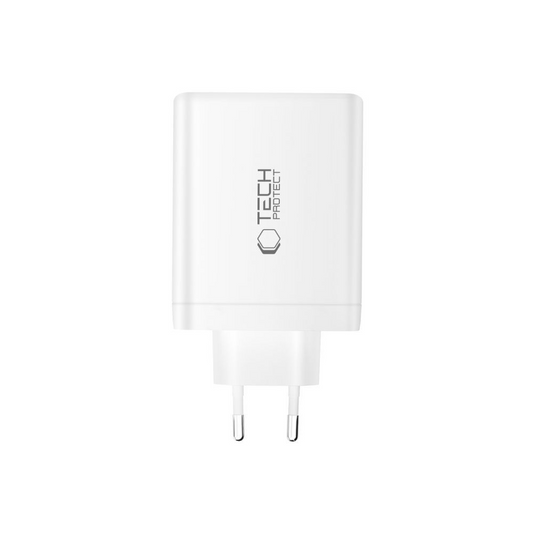 Tech-Protect NC120W-GAN Network Charger, 120W, 5A, 1 x USB-A - 3 x USB-C, White