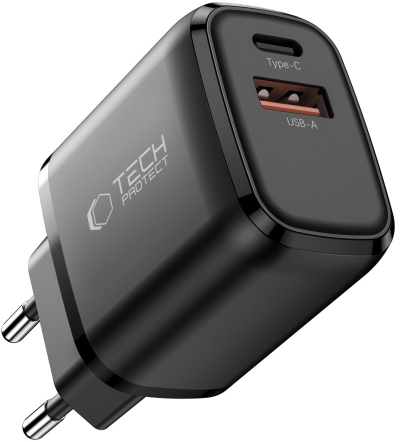 Netzladegerät Tech-Protect NCA45W, 45W, 3A, 1 x USB-A - 1 x USB-C, Schwarz