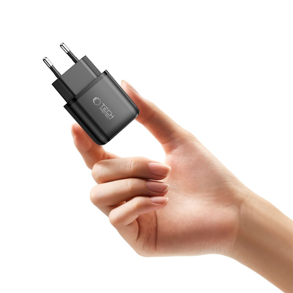 Netzladegerät Tech-Protect NCA45W, 45W, 3A, 1 x USB-A - 1 x USB-C, Schwarz