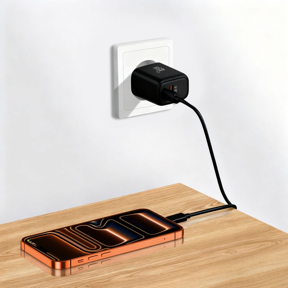 Netzladegerät Tech-Protect NCA45W, 45W, 3A, 1 x USB-A - 1 x USB-C, Schwarz