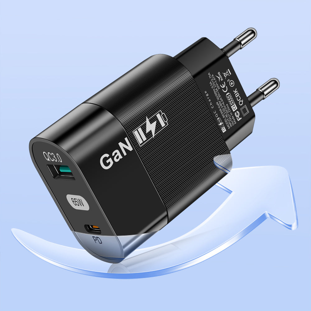Techsuit CHPD131 Network Charger, 65W, 3.25A, 1 x USB-A - 1 x USB-C, Black