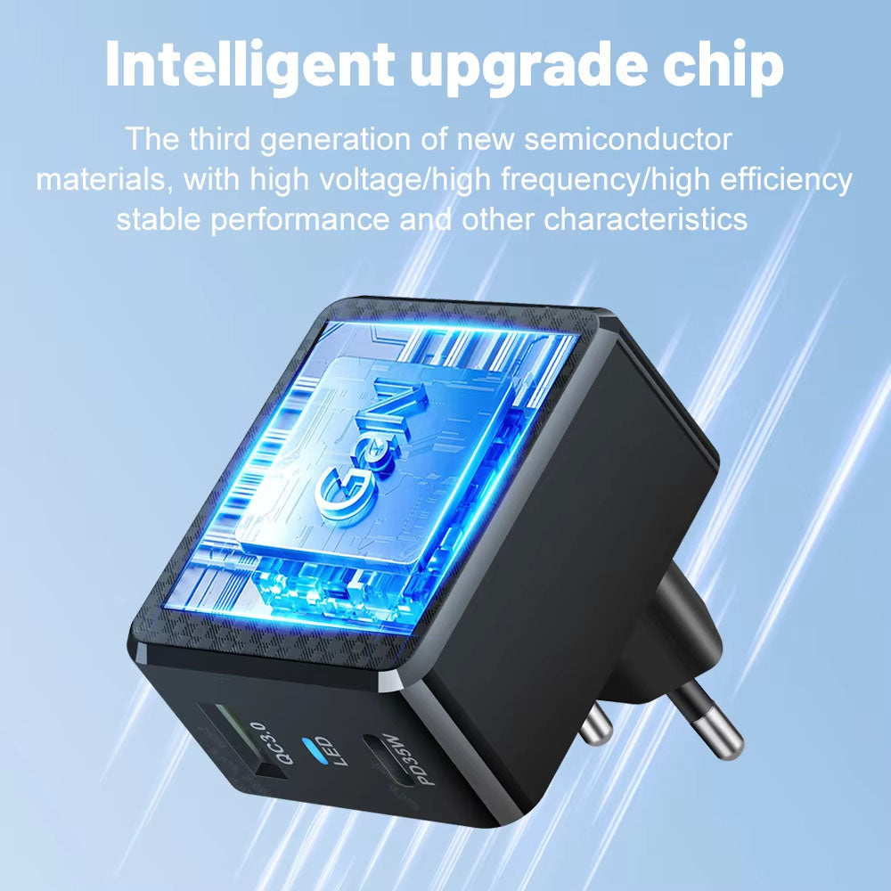 Netzladegerät Techsuit CHPD173 Tiny, 35W, 3A, 1 x USB-A - 1 x USB-C, Schwarz