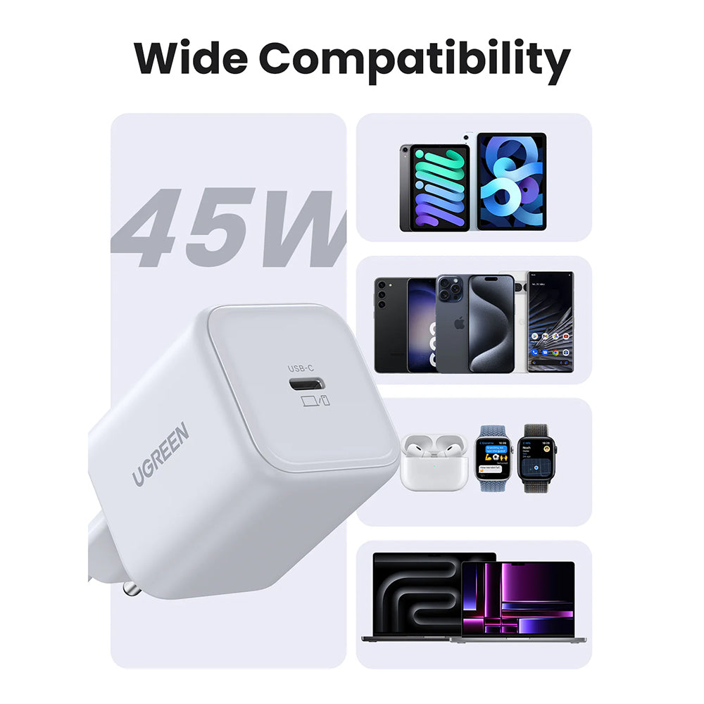UGREEN X524 Network Charger (65052), 45W, 3A, 1 x USB-C, Black