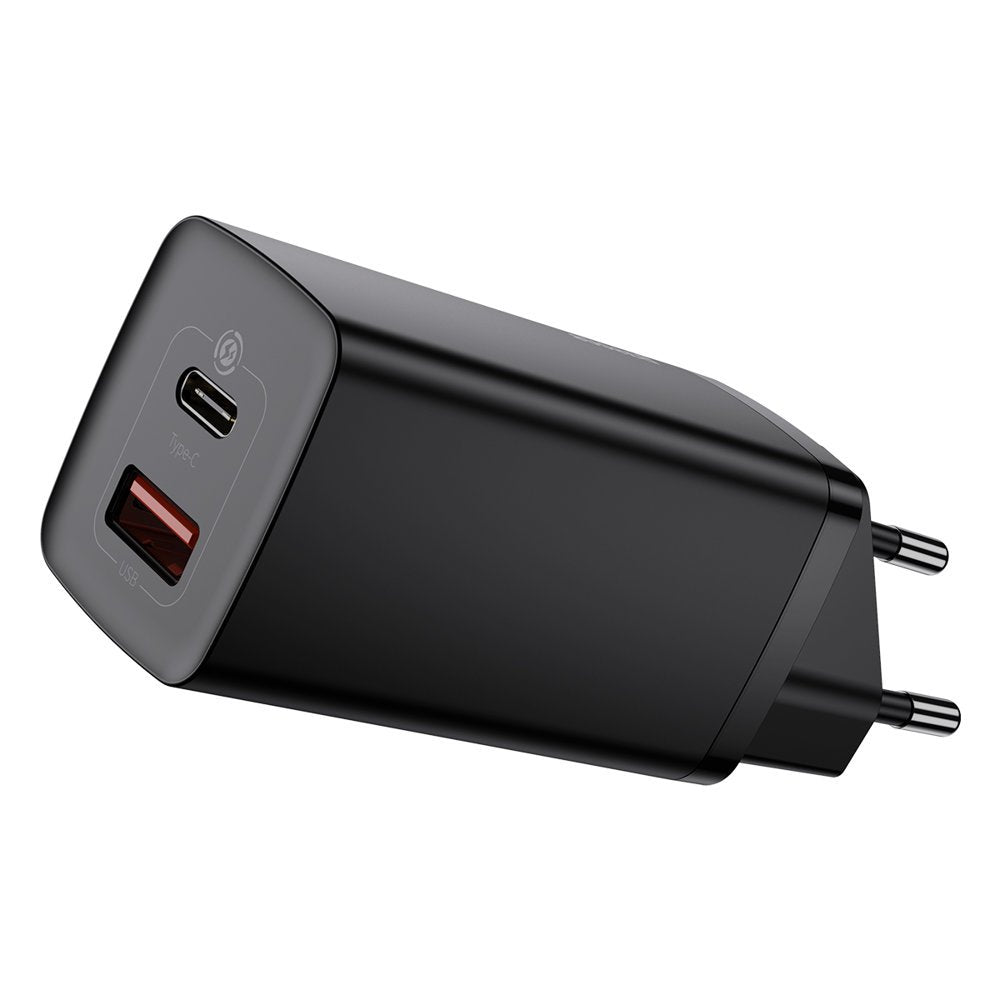 Baseus GaN2 Lite Netzwerk-Ladegerät, 65W, 3A, 1 x USB-A - 1 x USB-C, Schwarz CCGAN2L-B01
